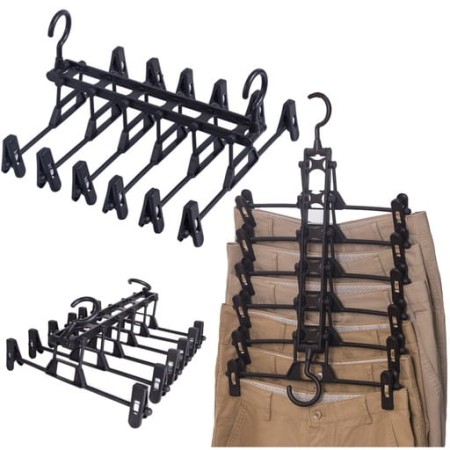 Wieszak na spodnie czarny z spinaczami  miniatura 1