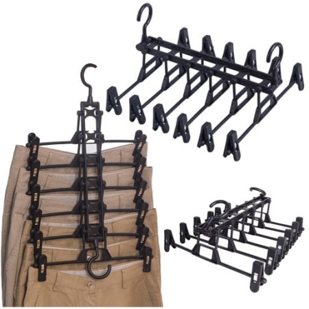 Wieszak na spodnie czarny z spinaczami  miniatura 2