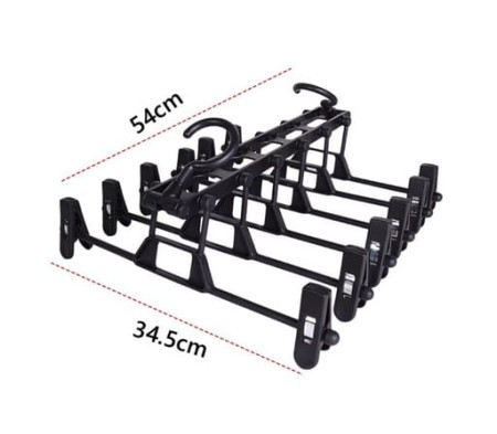 Wieszak na spodnie czarny z spinaczami  rozmiary