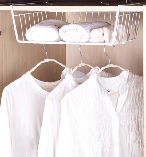 Kosz metalowy organizer podblatowy wiszący biały - AG-359B