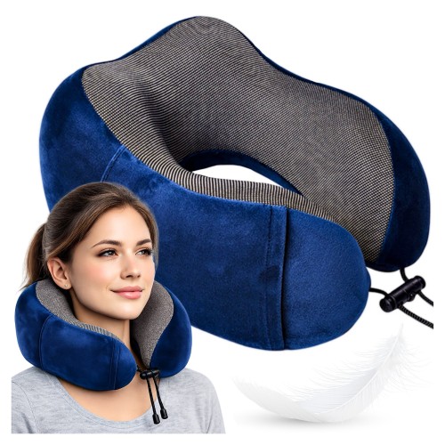 Przejdź do produktu Poduszka podróżna turystyczna profilowana rogal na szyję kark pianka pamięć