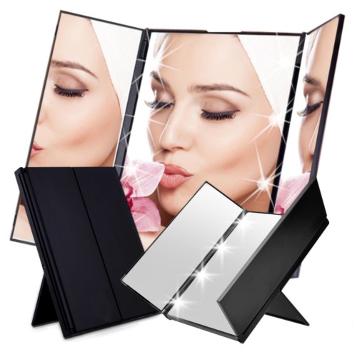 Przejdź do produktu Lusterko kosmetyczne składane z podświetleniem LED czarne lustro