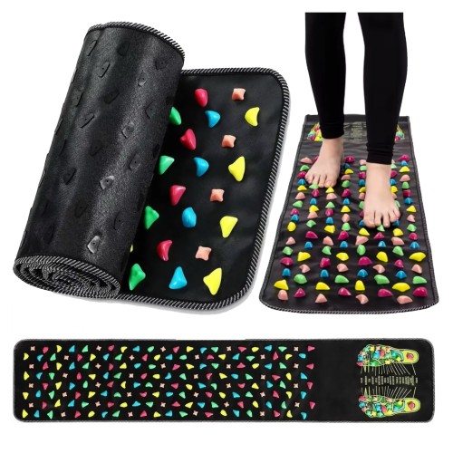 Przejdź do produktu Mata do masażu stóp refleksologia do ćwiczeń relaksu antypoślizgowa z kolorowymi wypustkami akupunkturowa