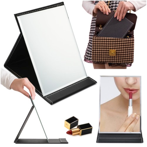 Przejdź do produktu Lusterko składane do makijażu w etui podróżne turystyczne do torebki czarne