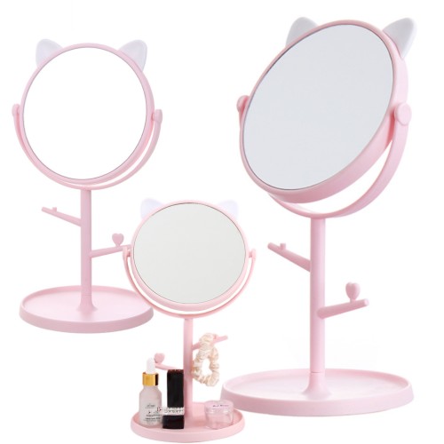 Przejdź do produktu Lusterko lustro kosmetyczne stojące różowe kotek