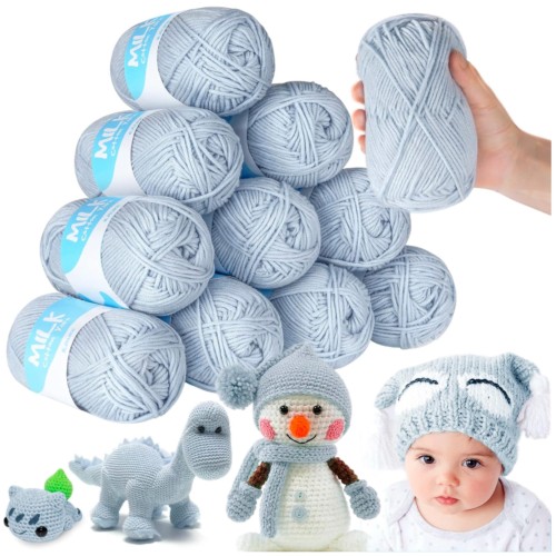 Przejdź do produktu Zestaw włóczek jasno niebieskich  12 sztuk włóczka miękka do szydełkowania