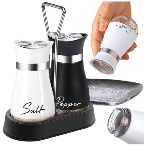 Przejdź do produktu Solniczka i pieprzniczka zestaw ze stojakiem na sól pieprz przyprawnik
