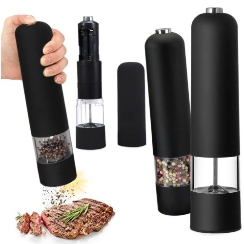Przejdź do produktu Młynek elektryczny do przypraw soli pieprzu czarny solidny na baterie