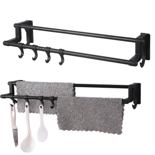 Przejdź do produktu Wieszak łazienkowy kuchenny bez wiercenia drążek z haczykami uniwersalny