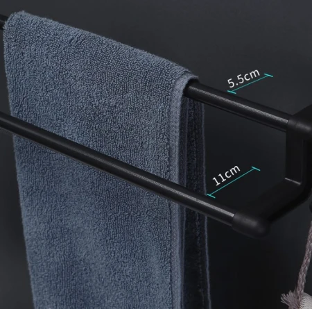 Wieszak łazienkowy ścienny czarny 40x9 cm5.jpeg