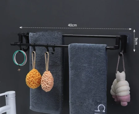 Wieszak łazienkowy ścienny czarny 40x9 cm6.jpeg