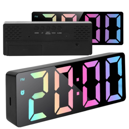 Przejdź do produktu Zegar cyfrowy LED elektroniczny z budzikiem alarm termometrem nowoczesny