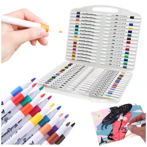 Przejdź do produktu Markery pisaki flamastry akrylowe zestaw 48 sztuk kolorowe do malowania