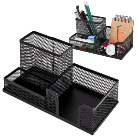 Przybornik organizer na biurko metalowy czarny3.jpeg