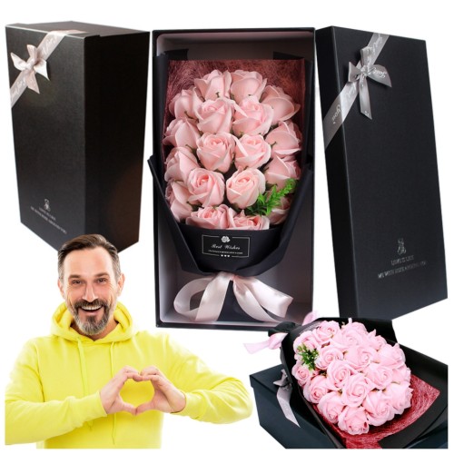 Przejdź do produktu Flower Box bukiet róż mydlanych kwiaty w dużym eleganckim pudełku XXL dzień kobiet prezent dla niej 