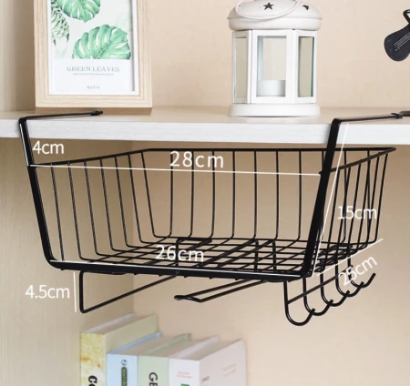 Kosz metalowy podblatowy z haczykami czarny3.jpeg