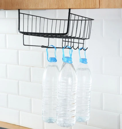 Kosz metalowy podblatowy z haczykami czarny4.jpeg