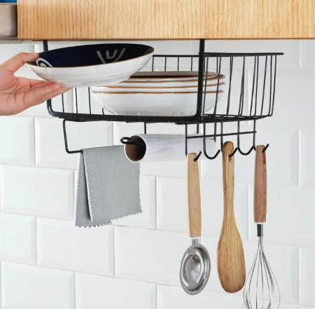 Kosz metalowy podblatowy z haczykami czarny9.jpeg