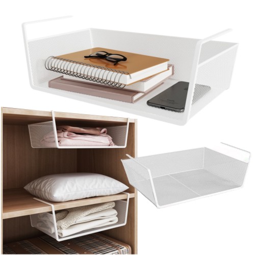 Przejdź do produktu Kosz metalowy półka podblatowa podwieszana do kuchni biura garderoby