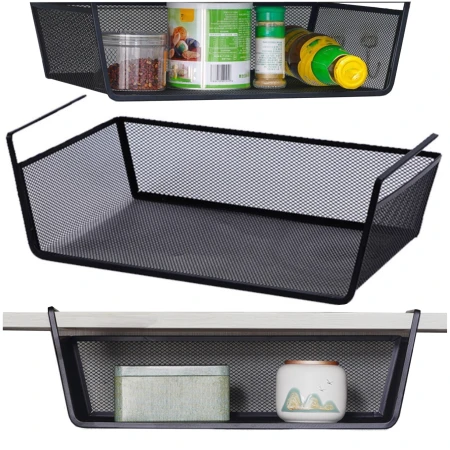 Kosz metalowy półka podblatowa model2 czarny3.jpeg