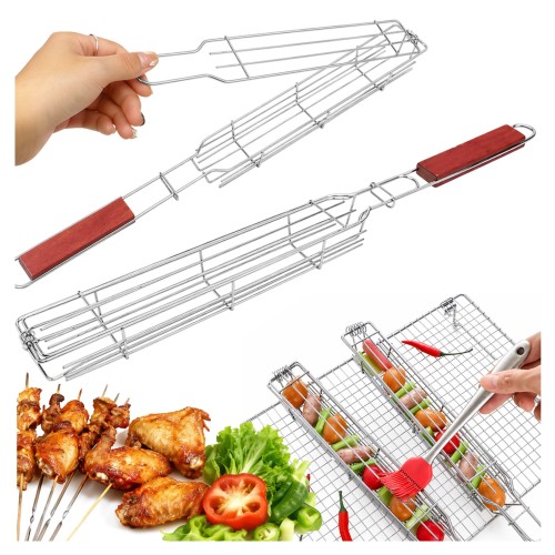 Przejdź do produktu Ruszt do grilla 50,5x6x4,5 koszyk do grillowania mięs szaszłyków warzyw