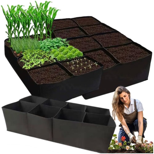 Przejdź do produktu Worek do sadzenia donica grządka podwyższona ogrodowa do warzyw ziół 8 komór duża 120x60x30 cm