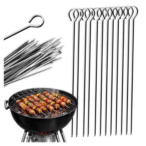 Przejdź do produktu Szpikulce do szaszłyków metalowe 30 cm do mięsa ryb warzyw grill 12 szt