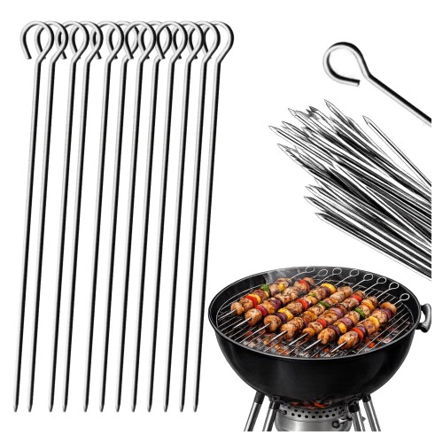 Przejdź do produktu Szpikulce do szaszłyków metalowe 35 cm do mięsa ryb warzyw grill 12 szt