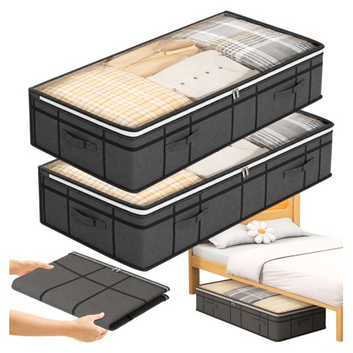 Przejdź do produktu 2x Pojemnik organizer pokrowiec pod łóżko na ubrania pościel 125L 80x40