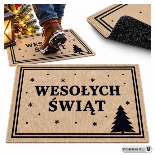 Przejdź do produktu Wycieraczka świąteczna pod drzwi Wesołych Świąt mata wejściowa ozdobna