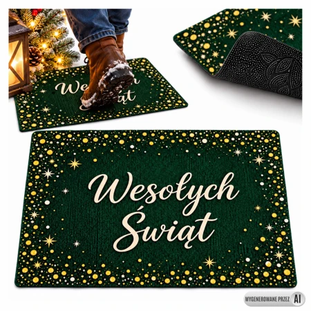Mata wycieraczka do butów ZIELONA Wesołych świat miniatura1 SHOPER.jpg