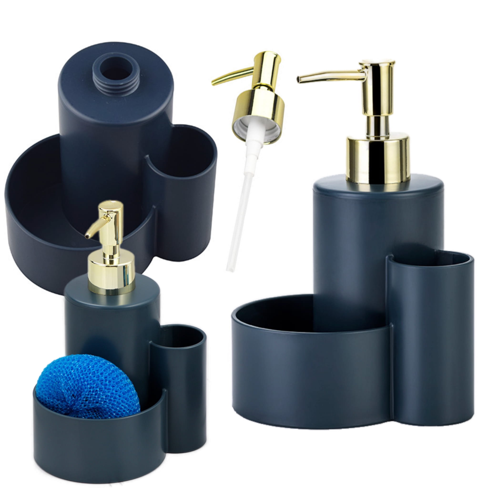 Dozownik na płyn mydło z organizerem uniwersalny do łazienki kuchni 330 ml