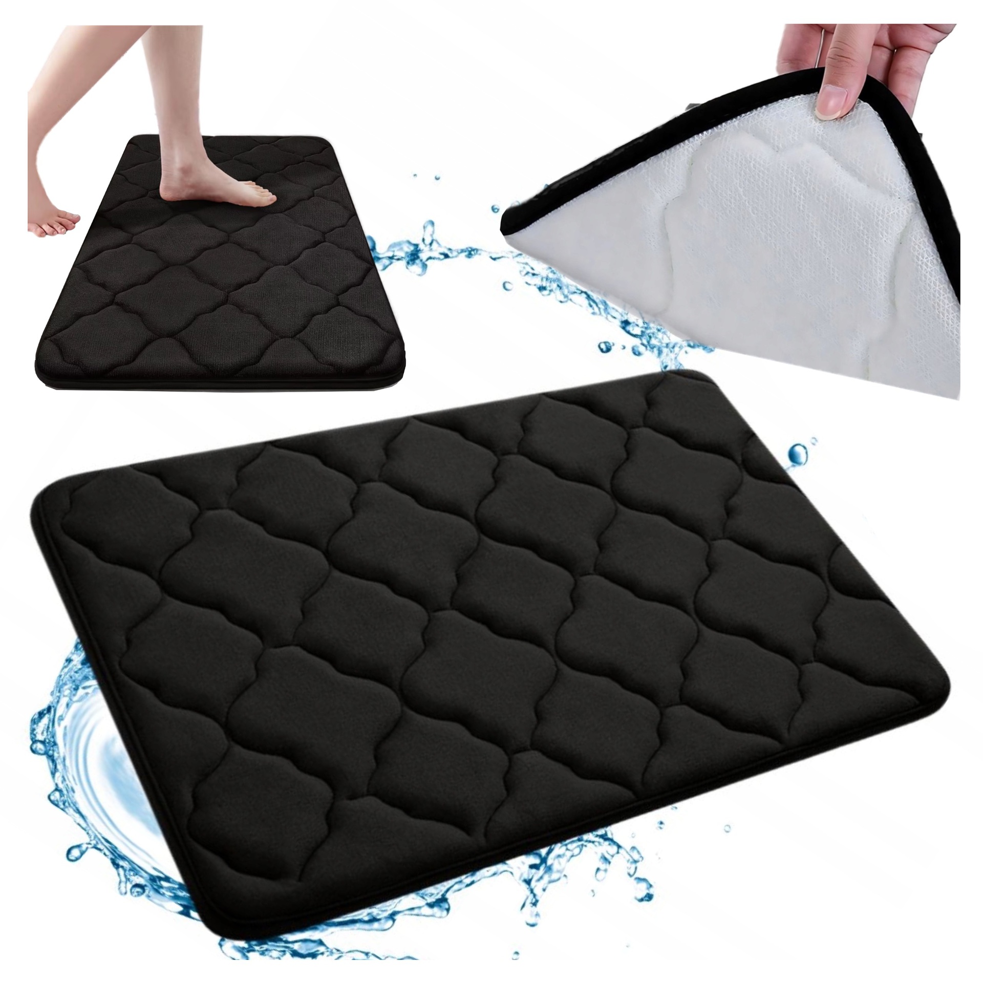 Dywaniki łazienkowe czarny koniczyna2.jpeg