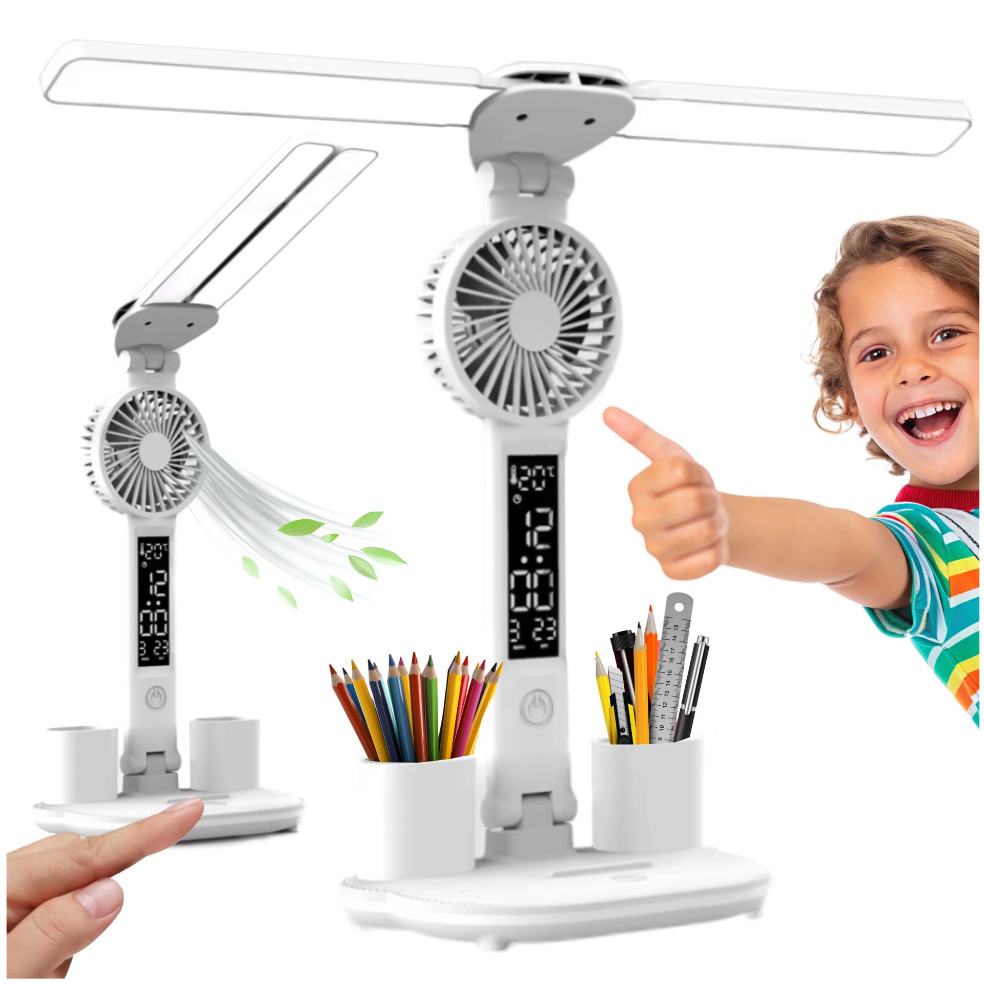 Lampka biurkowa LED z wiatrakiem biała4.jpeg